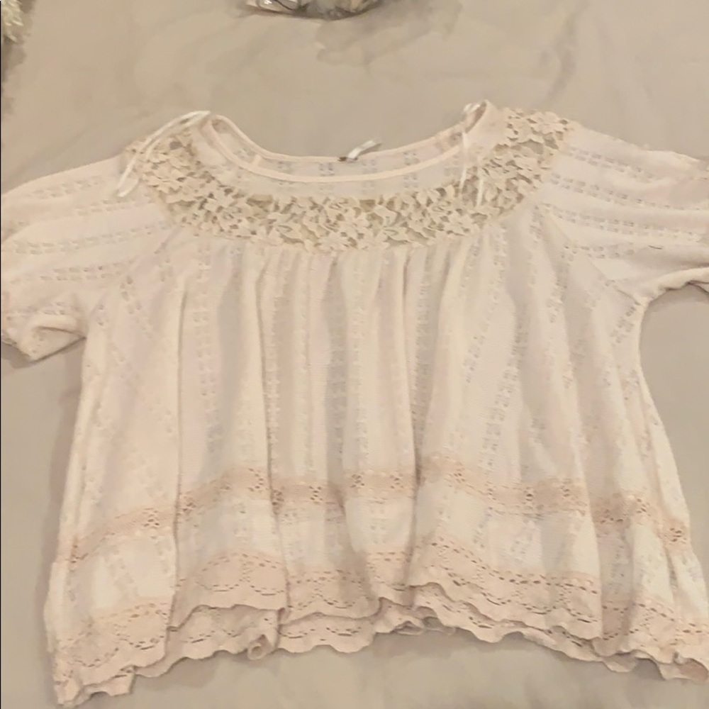 Free people cream lace top